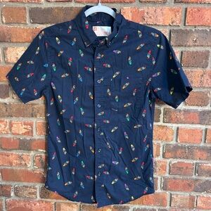 Target mens #takepride rainbow ice cream short sleeve button up shirt blue XS